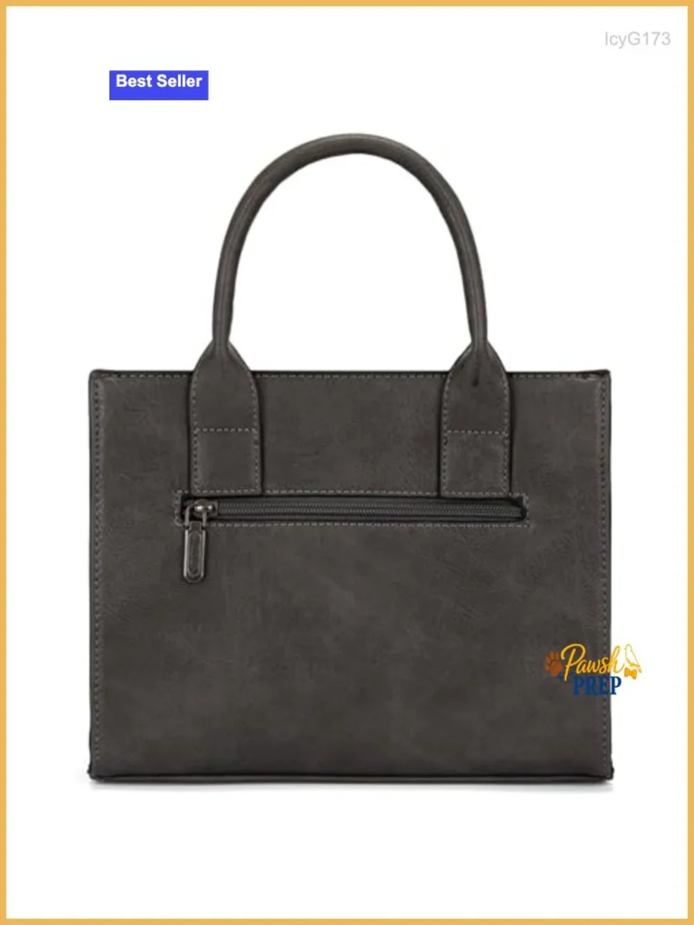 Faux Leather Whipstitch Satchel Tote Bag with Detachable Strap
